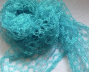 carré mohair et soie bleu turquoise